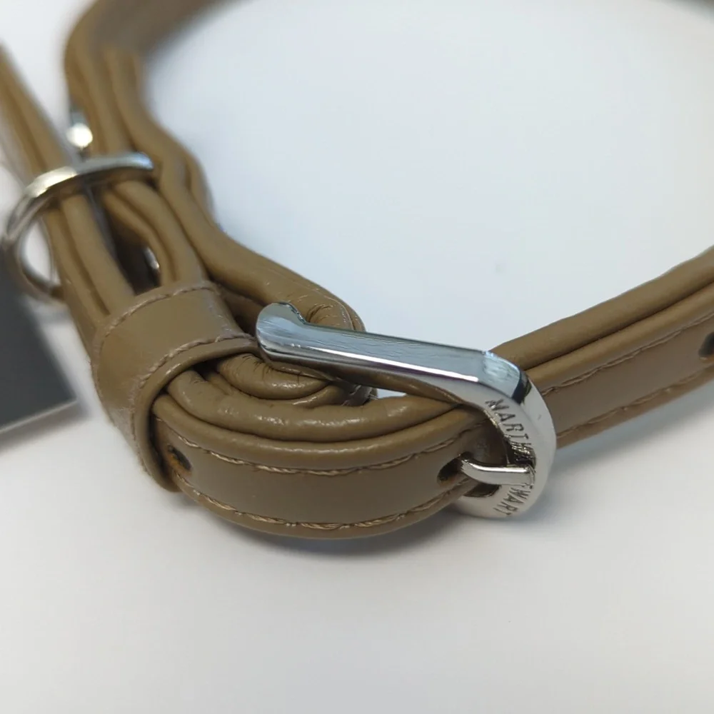 🌻 Martha Stewart Tan Faux Vegan Leather Buckle Dog Collar Size 14 (Small)